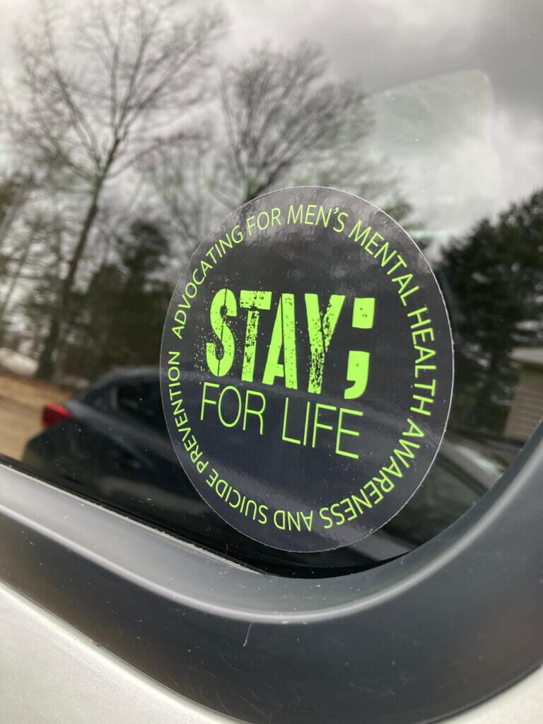 Stay for Life Black & Green Sticker, shown on a vehicle window