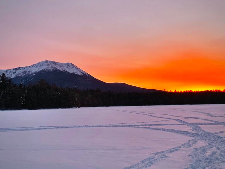 sunrise next to mt katahdin