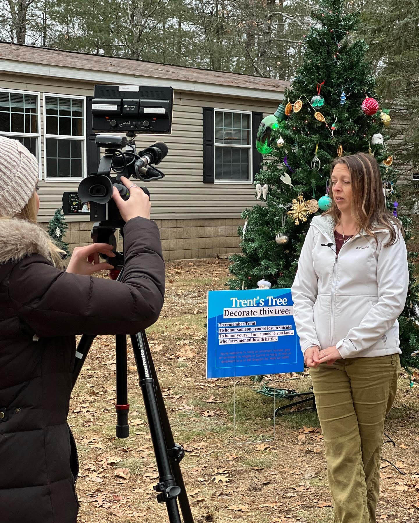 Angela on Camera for Trent's Tree on News Center Maine